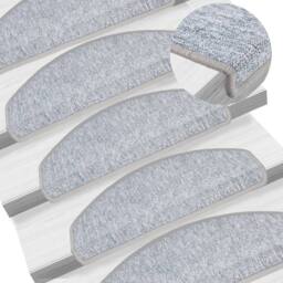 Berkfield Home Decorative Carpet Stair Treads 15 pcs Light Grey 65x24x4 cm - Size: Medium - thumbnail 2