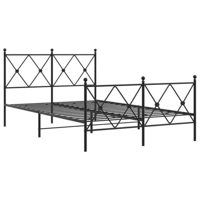 Berkfield Home Metal Bed Frame without Mattress with Footboard Black 120x200cm - Size: Small Double - image 1