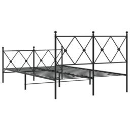 Berkfield Home Metal Bed Frame without Mattress with Footboard Black 120x200cm - Size: Small Double - thumbnail 6