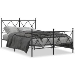 Berkfield Home Metal Bed Frame without Mattress with Footboard Black 120x200cm - Size: Small Double - thumbnail 3