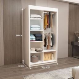 Interior Emporium Ltd IE Lyon Sliding Door Bedroom Wardrobe with LED Light - Wardrobe for You - Wardrobes with LED Light ( Grey, 120 cm ) in Grey - thumbnail 2