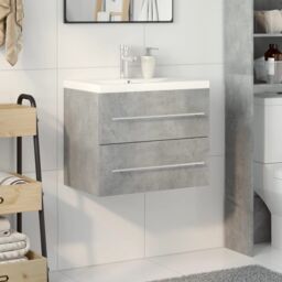 Berkfield Home 2 Piece Bathroom Furniture Set Concrete Grey Engineered Wood - thumbnail 3