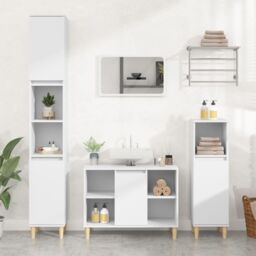 Berkfield Home Sink Cabinet White 80x33x60 cm Engineered Wood - Size: 80 x 33 x 60 cm - thumbnail 1