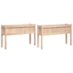 Berkfield Home Garden Planters 2 pcs with Legs Solid Wood Pine in Natural