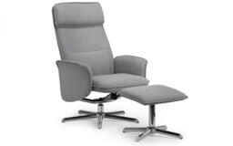 Ashfield Grey Linen Recliner & Stool with Chrome Base - thumbnail 3