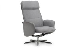 Ashfield Grey Linen Recliner & Stool with Chrome Base - thumbnail 1