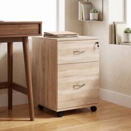 ERGOVEXA Two Drawer Lockable Filing Cabinet, Oak in Natural White - thumbnail 2
