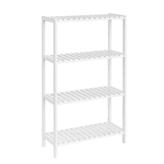 KORVIXA White Bamboo Storage Shelf, 4-Tier Shelving Unit - Size: 100 cm x 100 cm - image 1
