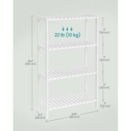 KORVIXA White Bamboo Storage Shelf, 4-Tier Shelving Unit - Size: 100 cm x 100 cm - thumbnail 2