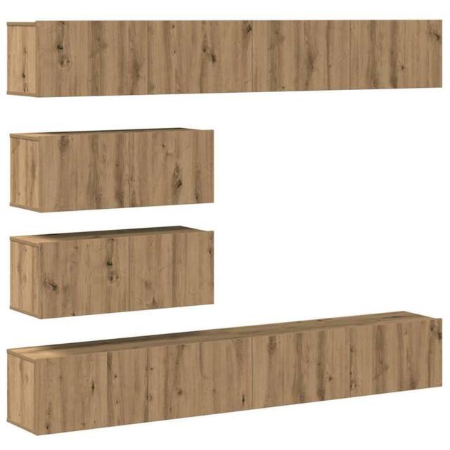 Berkfield Home 6 Piece TV Cabinet Set Wall-mounted Artisan Oak Engineered Wood in Brown - image 1