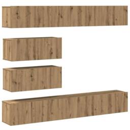 Berkfield Home 6 Piece TV Cabinet Set Wall-mounted Artisan Oak Engineered Wood in Brown - thumbnail 1