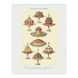 "Artery8 Cold Collation Dishes Kitchen Decor Mrs Beeton Wall Art Poster Print in Yellow - Size: W18"" x H24""" - thumbnail 1