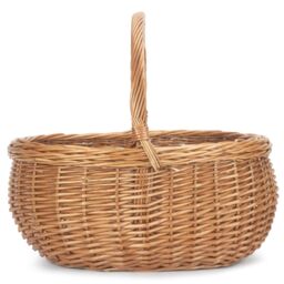 Red Hamper Wicker Shopping Basket Large Deluxe Shopper in Brown - thumbnail 2
