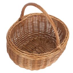 Red Hamper Wicker Shopping Basket Large Deluxe Shopper in Brown - thumbnail 1