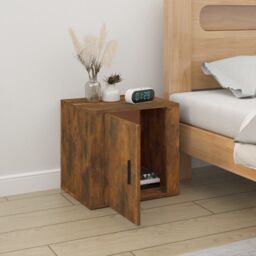 Berkfield Home Bedside Cabinet Smoked Oak 50x39x47 cm in Brown - Size: 50 x 39 x 47 cm - thumbnail 3