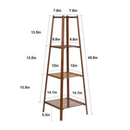Kelvenix 117cm Bamboo Plant Stand Ladder Shelf Tall Plant Rack in Brown - thumbnail 2