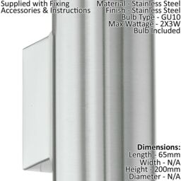 Loops 2 PACK IP44 Outdoor Wall Light Stainless Steel 3W GU10 Porch Up & Down Lamp in Metallics - thumbnail 2