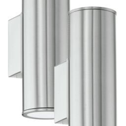Loops 2 PACK IP44 Outdoor Wall Light Stainless Steel 3W GU10 Porch Up & Down Lamp in Metallics - thumbnail 1