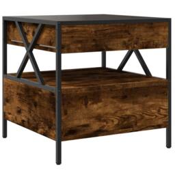 Berkfield Home Coffee Table with Infinity LED Smoked Oak 50x50x51 cm in Brown - Size: 50 x 50 x 51 cm - thumbnail 9