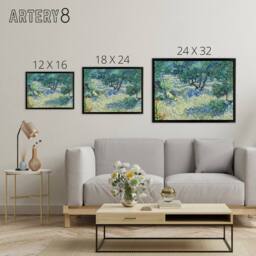 "Artery8 Vincent Van Gogh Olive Orchard Framed Canvas Wall Art Print in Blue - Size: W12"" x H16""" - thumbnail 4