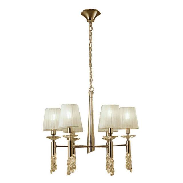 Netlighting Tiffany Pendant 6+6 Light E14+G9 French Gold Cream Shades & Crystal - image 1