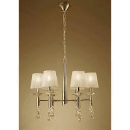 Netlighting Tiffany Pendant 6+6 Light E14+G9 French Gold Cream Shades & Crystal - thumbnail 2