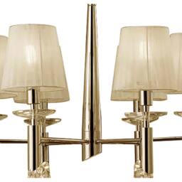 Netlighting Tiffany Pendant 6+6 Light E14+G9 French Gold Cream Shades & Crystal - thumbnail 5