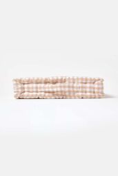 Homescapes Cotton Gingham Check Floor Cushion in Beige - Size: 40 cm x 40 cm - thumbnail 5