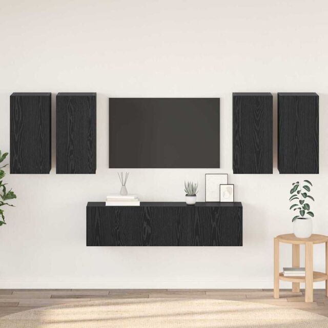 Berkfield Home TV Cabinet Set 6 pcs Black oak 60 x 30 x 30 cm Engineered wood - image 1