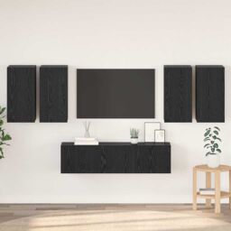 Berkfield Home TV Cabinet Set 6 pcs Black oak 60 x 30 x 30 cm Engineered wood - thumbnail 1