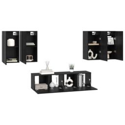 Berkfield Home TV Cabinet Set 6 pcs Black oak 60 x 30 x 30 cm Engineered wood - thumbnail 3