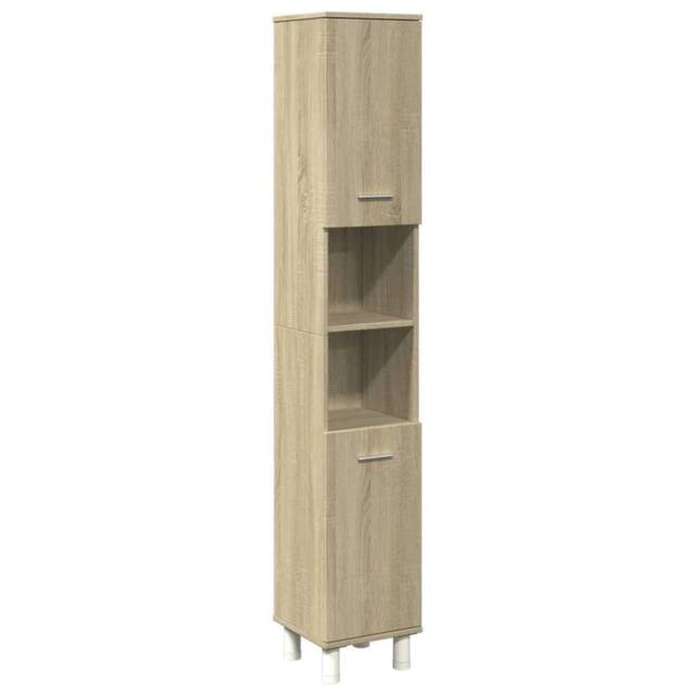 Berkfield Home Bathroom Cabinet Sonoma Oak 30.5x30x179 cm Engineered Wood in Light Brown - image 1