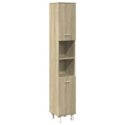 Berkfield Home Bathroom Cabinet Sonoma Oak 30.5x30x179 cm Engineered Wood in Light Brown - thumbnail 1