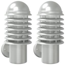Berkfield Home Outdoor Wall Lights 2pcs Silver Stainless Steel - thumbnail 3