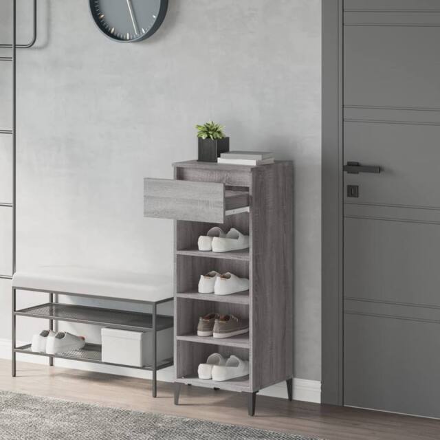 Berkfield Home Shoe Rack Grey Sonoma 40x36x105 cm Engineered Wood - Size: 40 x 36 x 105 cm - image 1
