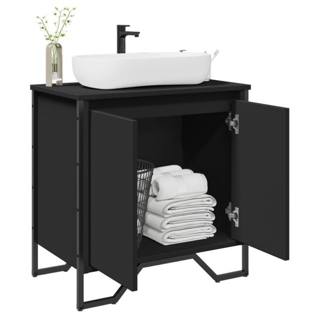 Berkfield Home Bathroom Sink Cabinet Black 60x35x60 cm Engineered Wood - Size: 60 x 35 x 60 cm - image 1