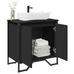 Berkfield Home Bathroom Sink Cabinet Black 60x35x60 cm Engineered Wood - Size: 60 x 35 x 60 cm - thumbnail 1