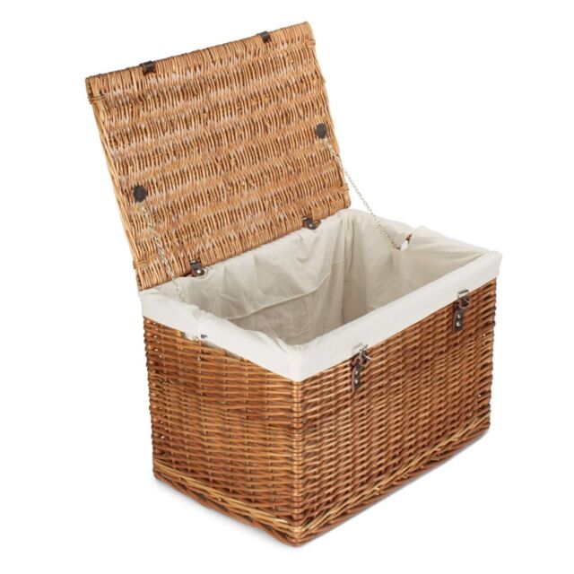 Red Hamper 60cm Double Steamed Chest Picnic Basket with Cotton Lining in White - image 1