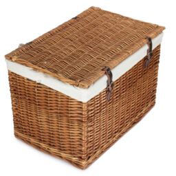 Red Hamper 60cm Double Steamed Chest Picnic Basket with Cotton Lining in White - thumbnail 2