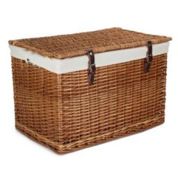 Red Hamper 60cm Double Steamed Chest Picnic Basket with Cotton Lining in White - thumbnail 3