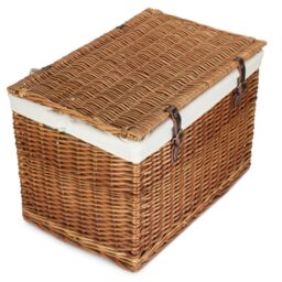 Red Hamper 60cm Double Steamed Chest Picnic Basket with Cotton Lining in White - thumbnail 4
