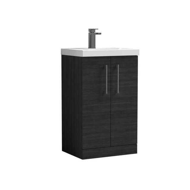Balterley Modern Bathroom 2 Soft Close Door Vanity Unit Basin, Black, 510mm in Black - image 1