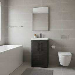 Balterley Modern Bathroom 2 Soft Close Door Vanity Unit Basin, Black, 510mm in Black - thumbnail 2