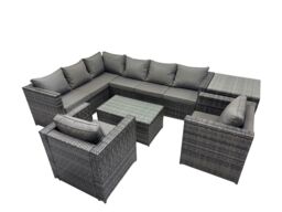 Fimous Outdoor Rattan Garden Furniture Set with Chair Side Table in Dark Grey - thumbnail 1