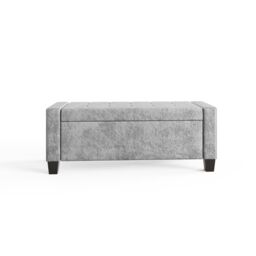 GFW Verona Crushed Velvet Storage Ottoman Bench in Silver - thumbnail 5