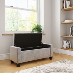 GFW Verona Crushed Velvet Storage Ottoman Bench in Silver - thumbnail 2