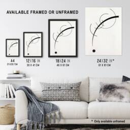 Artery8 Free Curve to the Point Wassily Kandinsky Framed Wall Art Print in White - Size: A4 - thumbnail 3