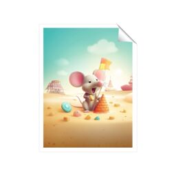 "Warren Reed - Designer A Mouse On A Beach Holiday Unframed Art Print - Size: W12"" x H16""" - thumbnail 2