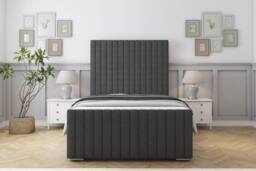 "Sloomy Madison Dumfries Frame-Mattress - 50"" Upholstered Headboard in Dark Grey - Size: Super King" - thumbnail 1