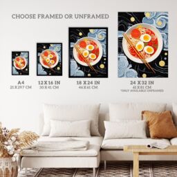 "Wee Blue Coo Wall Art Print Noodles & Doodles Ramen Food Kitchen Living Room in Dark Blue - Size: W18"" x H24""" - thumbnail 3